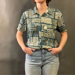 Fiorucci Italy Green Aloha Shirt Medium